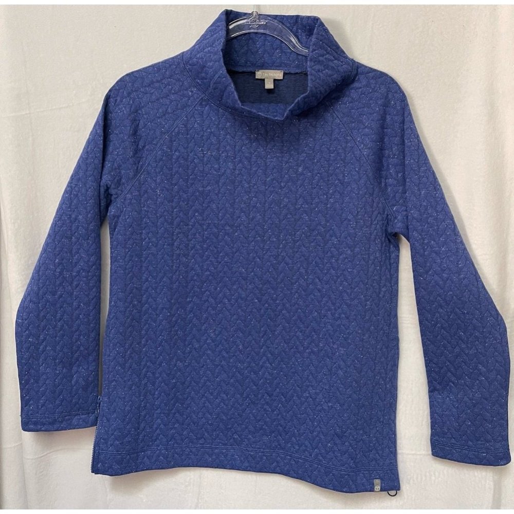 T By Talbots Quilted Sweater Womens S Pullover Purple Long Sleeve High Neck
